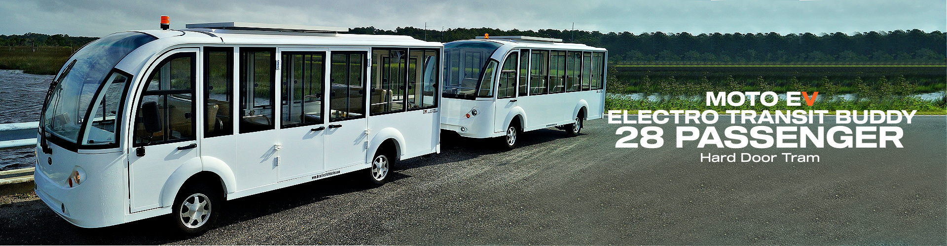 MotoEV Electro Transit Buddy 28 Passenger Hard Door Tram