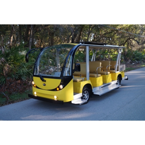 MotoEV Electro Transit Buddy 12 Passenger Shuttle custom yellow
