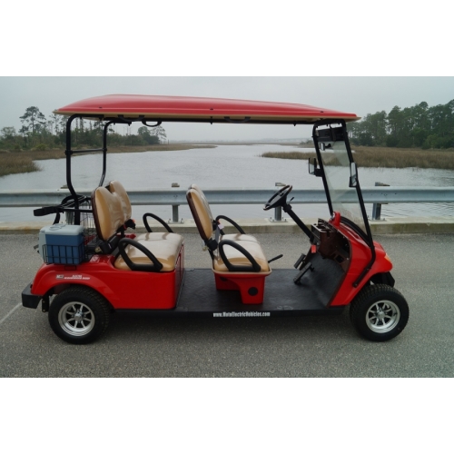 MotoEV 4 Passenger Forward Facing Street Legal Golf Cart right side red