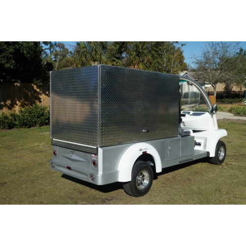 MotoEV Electro Bubble Buddy LSV 2 Passenger Enclosed Utility Deluxe closed back-right angle
