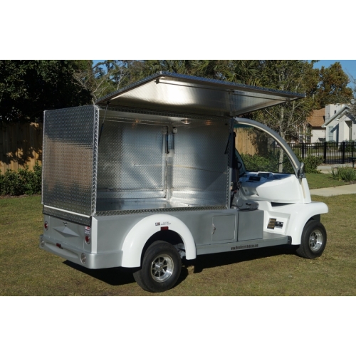 MotoEV Electro Bubble Buddy LSV 2 Passenger Enclosed Utility Deluxe right side open