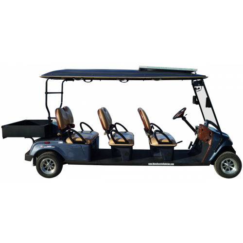MotoEV Electro Neighborhood Buddy 6 Passenger Forward Facing Utility Street Legal Golf Cart right side grey