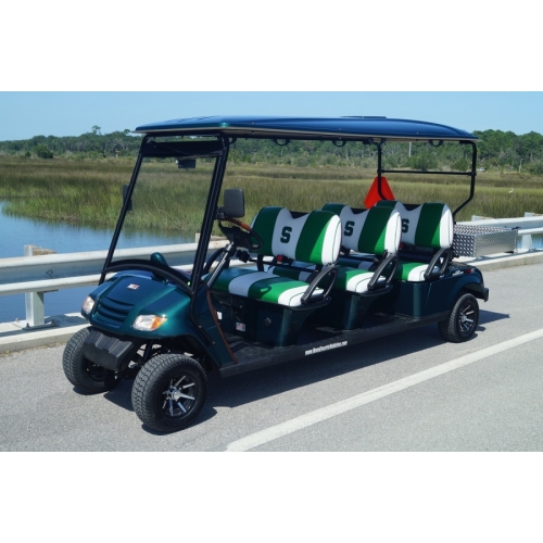 MotoEV Electro Neighborhood Buddy 6 Passenger Forward Facing Utility Street Legal Golf Cart green