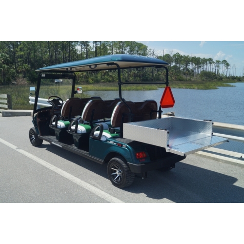 MotoEV Electro Neighborhood Buddy 6 Passenger Forward Facing Utility Street Legal Golf Cart back closed green
