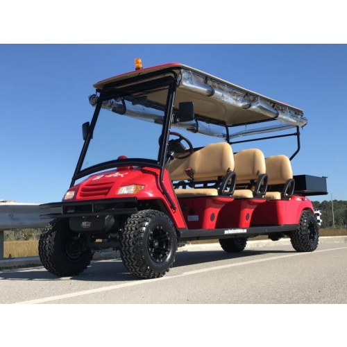 MotoEV Electro Neighborhood Buddy 6 Passenger Forward Facing Utility Street Legal Golf Cart red