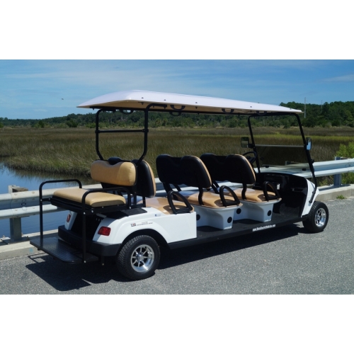 MotoEV 8 Passenger Golf Cart - Non Street Legal back-right angle white