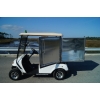 MotoEV 2 Passenger Enclosed Utility Golf Cart- Non Street Legal left side storage door open