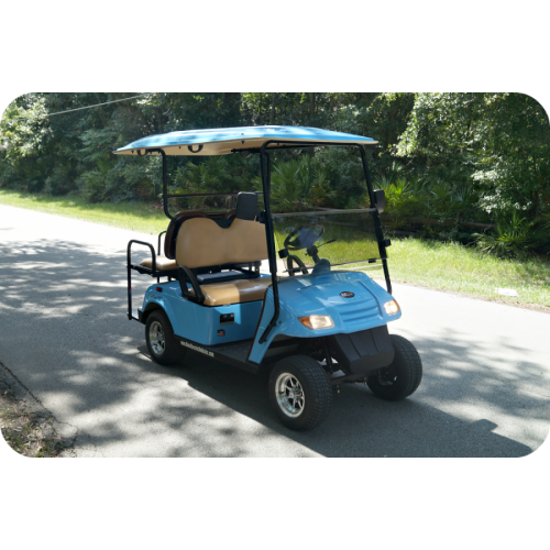 MotoEV 4 Passenger Golf Cart (Back to Back)- Non Street Legal outdoors