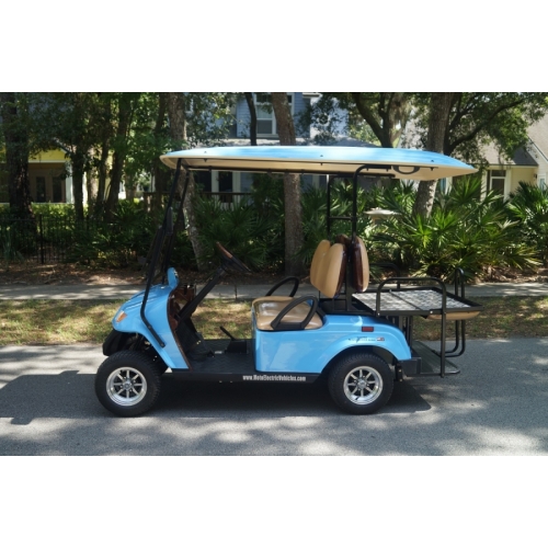 MotoEV 4 Passenger Golf Cart (Back to Back)- Non Street Legal left side outdoors