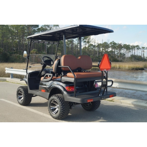 MotoEV Electro Neighborhood Buddy 4 Passenger (Back to Back) Street Legal Golf Cart- Eclipse Lifted black back seats