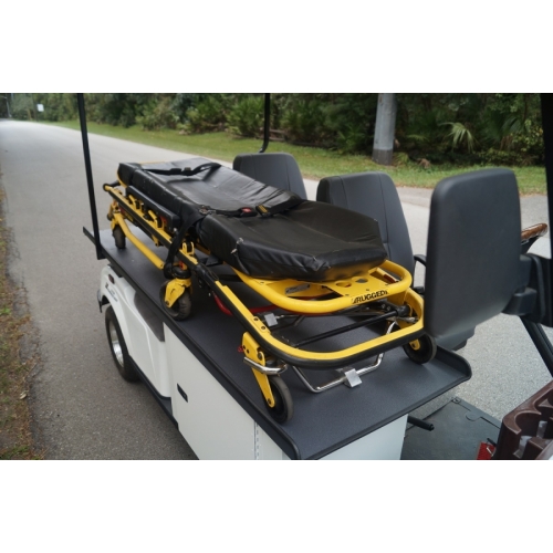 MotoEV Electro Neighborhood Buddy 3 Passenger EMS Street Legal Golf Cart storage back stretcher
